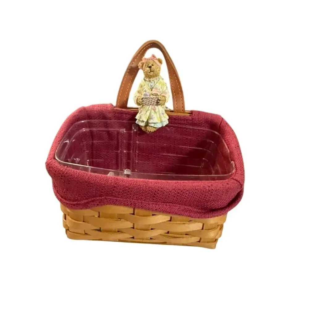 Longaberger Small Key Basket removeable Boyd's Bear Sitter, Liner and Protector